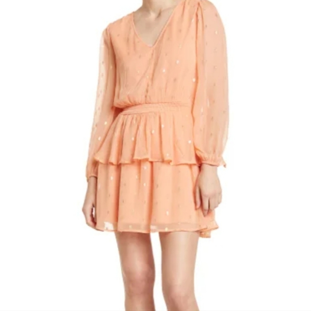 NSR Elegant Peach Long Sleeve Dress